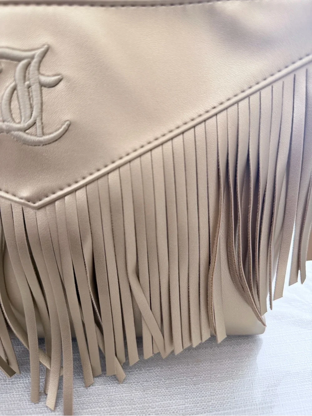 Juicy Couture Gold Fringe Cosmetic Bag with Toiletry Bottle